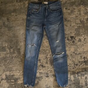 Zara Women's Distressed Skinny Jeans - Blue
